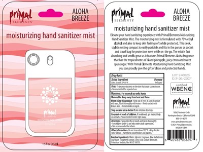 Image Description (Primal Elements Moisturizing Hand Sanitizer Mist   Aloha Breeze)